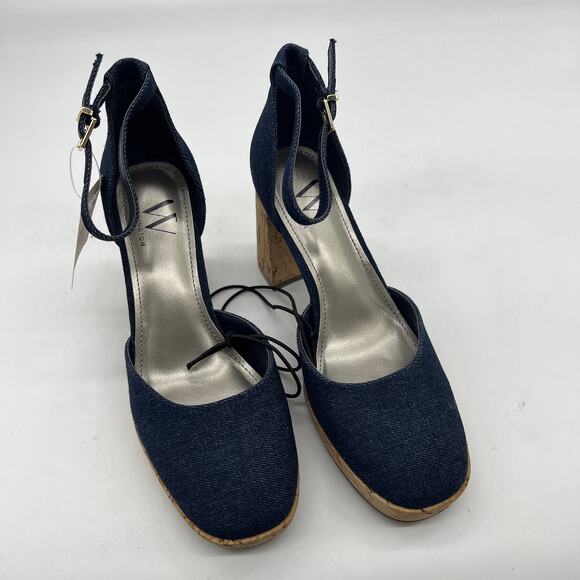 Worthington Womens Panama Block Heel Pumps Denim Size 6.5M - Picture 3 of 7